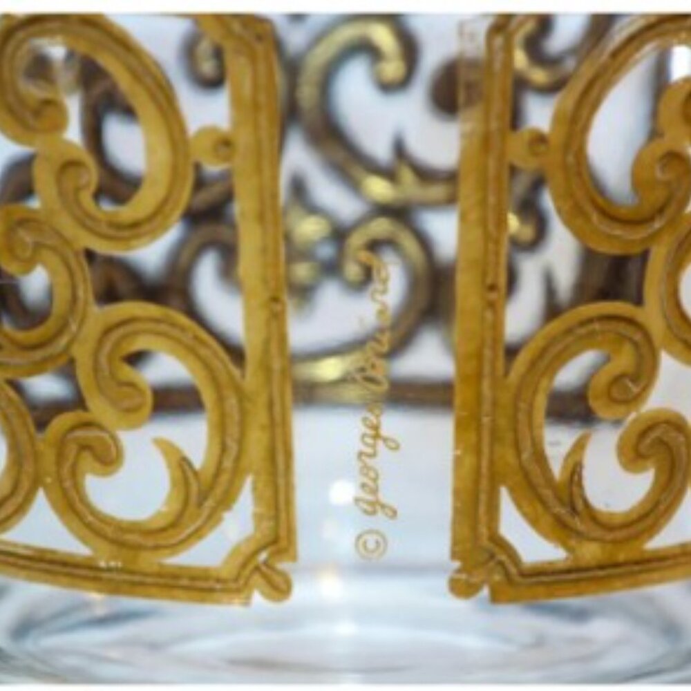 Georges Briard Luxury Barware Clear Glasses with Gold-Colored Design – Set of 4 - Picture 5 of 8